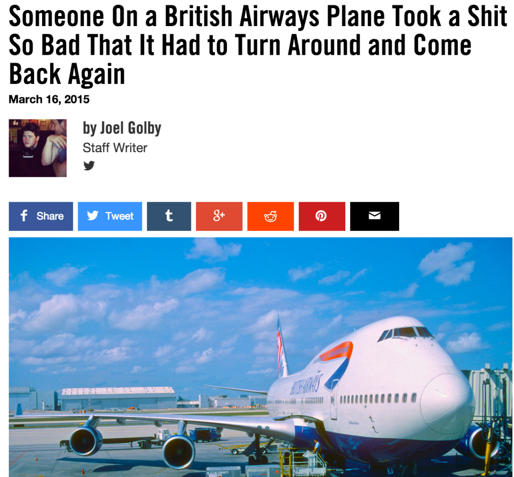 Someone On a British Airways Plane Took a Shit So Bad That It Had to Turn Around and Come Back Again